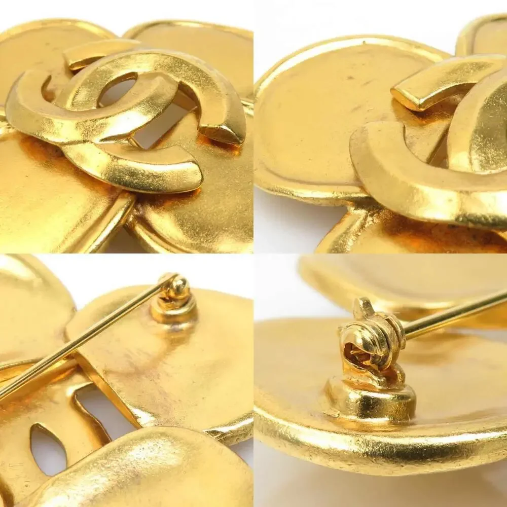 CHANEL Authentic Gold Logo Brooch